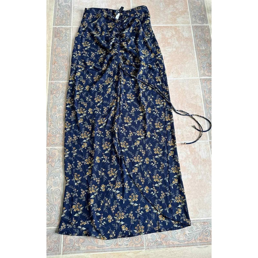 windsor strapless dress ‎ Navy floral front ruched  size M New wot